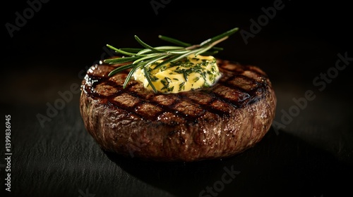 Obraz na płótnie a hyper-realistic studio photo of a gourmet steak, perfectly seared with grill marks w salonie