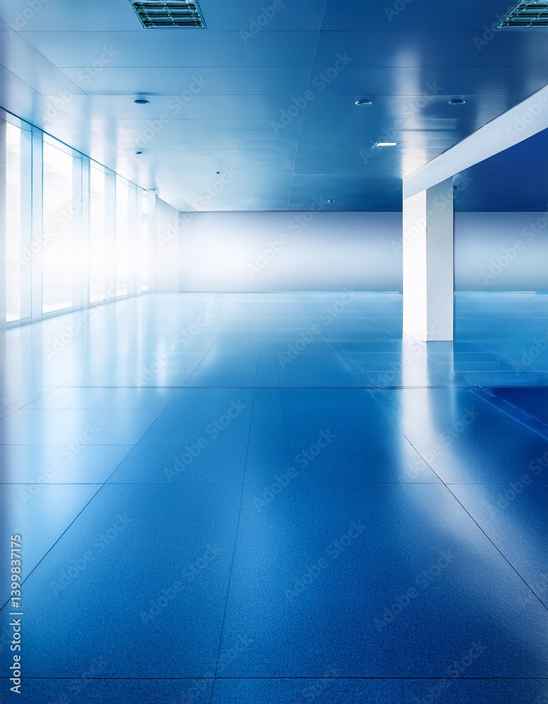 Obraz premium ライトブルーからダークブルーの冷徹な色合いに、斜めに走る白い光が加わり、透明感と冷静なエネルギーが調和したクールな空間を作り上げるデザイン。