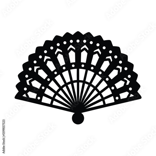 colorful lace fan icon vector art silhouette