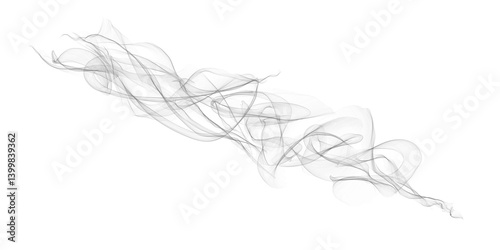Abstract black smoke wave on white or transparent background, isolated digital design element for creative projects and backgrounds photo