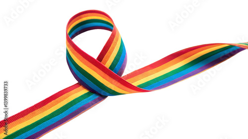  Rainbow Ribbon LGBT Pride Symbol, transparent background