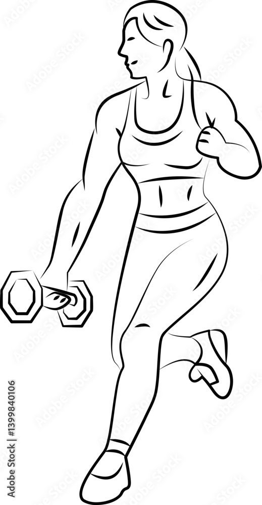 Fototapeta premium Line art ,Icon logo, Exercise & Wellness, graphic design ,stroke, drawing, strong woman