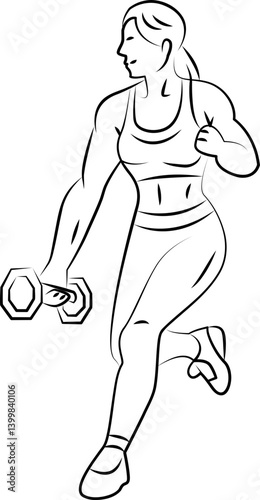 Line art ,Icon logo, Exercise & Wellness, graphic design ,stroke, drawing, strong woman