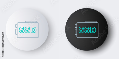 Line SSD card icon isolated on grey background. Solid state drive sign. Storage disk symbol. Colorful outline concept. Vector