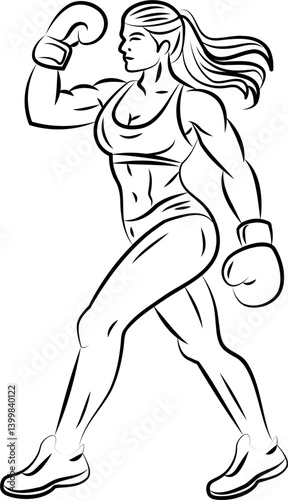 Line art ,Icon logo, Exercise & Wellness, graphic design ,stroke, drawing, strong woman