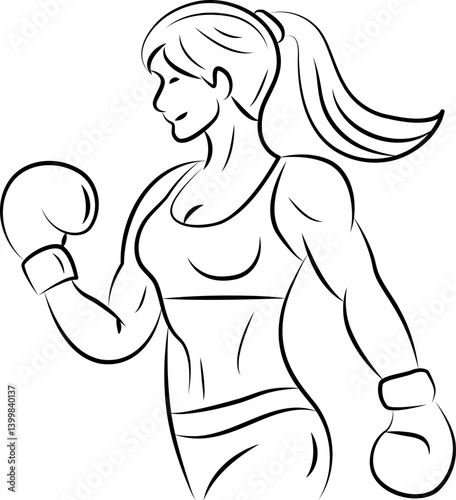 Line art ,Icon logo, Exercise & Wellness, graphic design ,stroke, drawing, strong woman