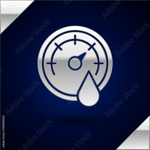 Silver Sauna thermometer icon isolated on dark blue background. Sauna and bath equipment. Vector