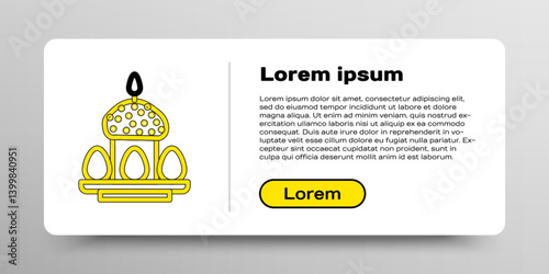 Line Easter cake and eggs icon isolated on white background. Happy Easter. Colorful outline concept. Vector