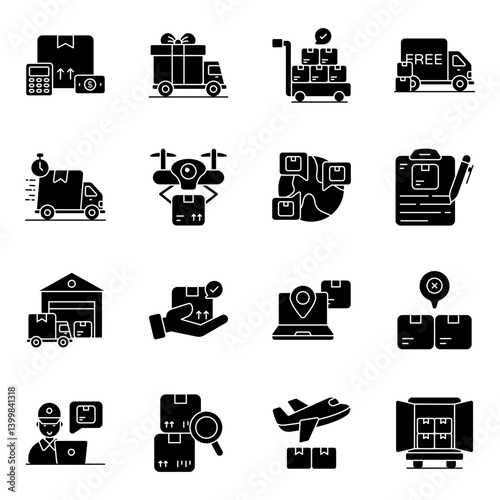 Set of Cargo Solid Icons

