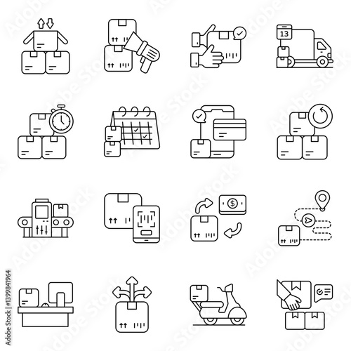 Set of Logistic Delivery Line Icons
