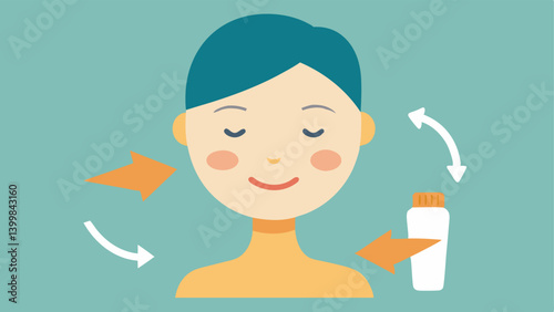 Regenerative Cream Application An illustration of a hand applying a regenerative cream to the face with arrows indicating the absorption and cellular enhancement of the skin.