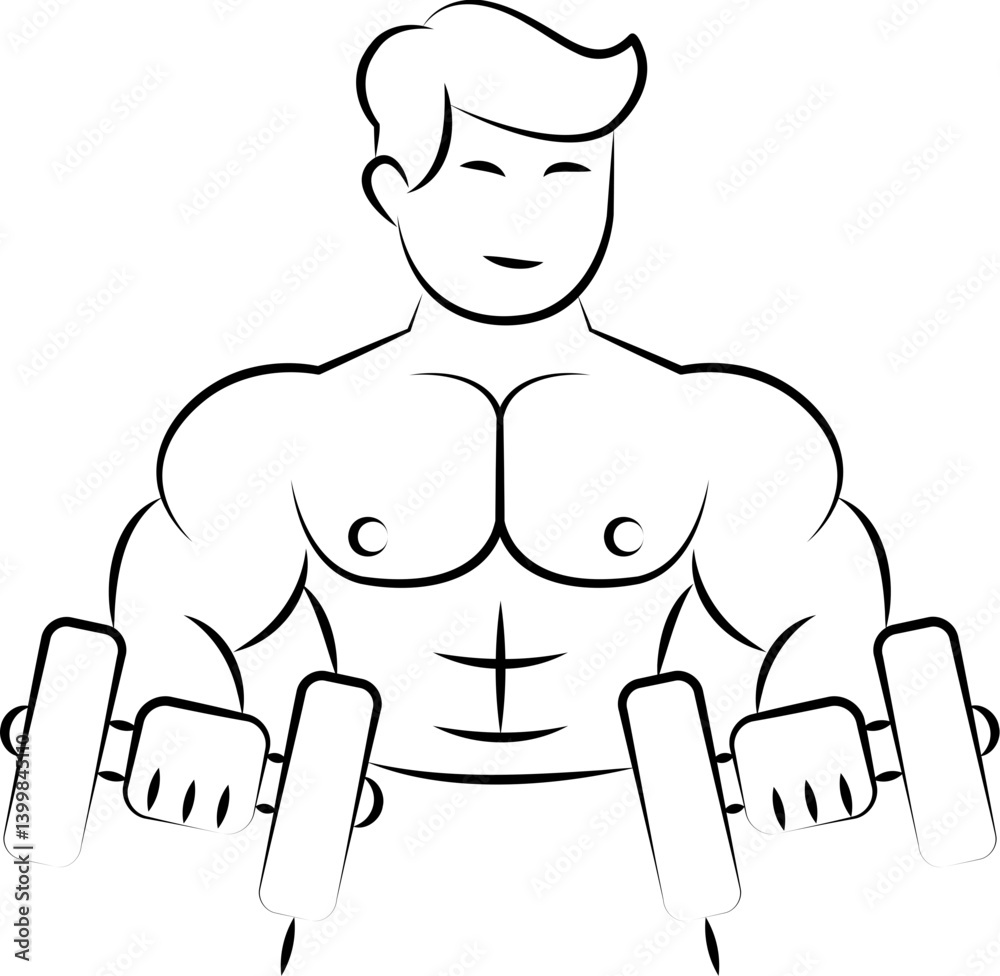 Fototapeta premium Line art ,Icon logo, Exercise & Wellness, graphic design ,stroke, drawing, strong man