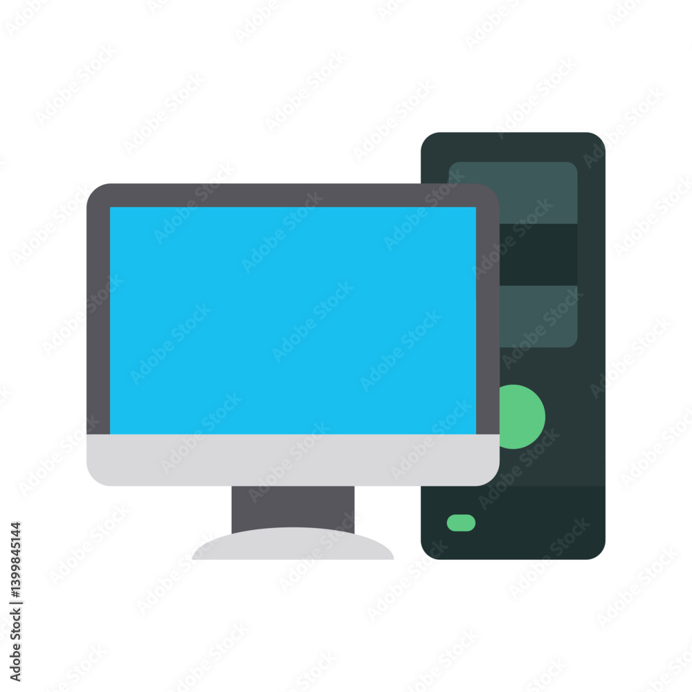 Desktop Computer icon vector image. Suitable for mobile apps, web apps and print media. Desktop Computer icon vector image. Suitable for mobile apps, web apps and print media.