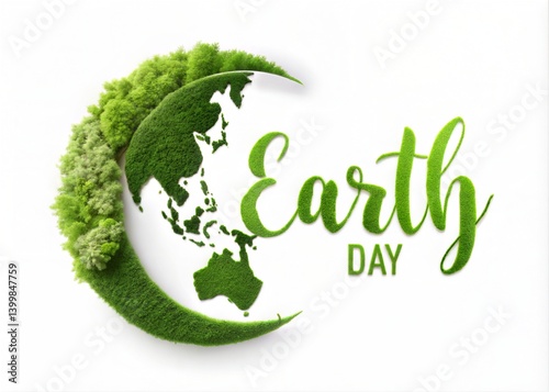 Earth Day Green Globe Typography image