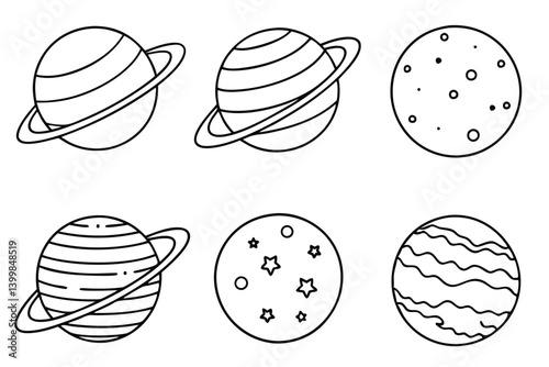 solar system line art cosmic bodies in motion