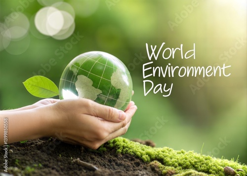World Environment Day Hands Holding Green Earth image