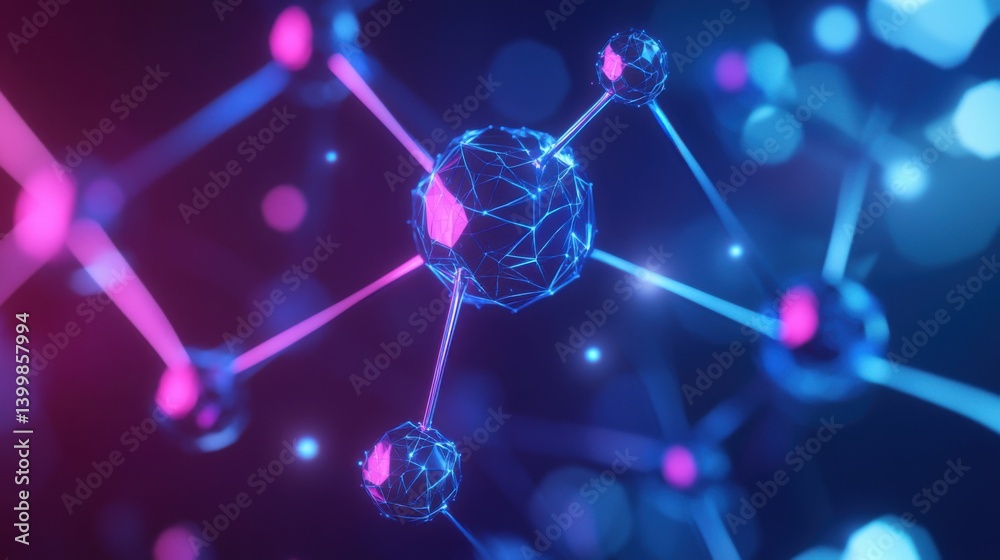 a molecule, with glowing atoms and bonds