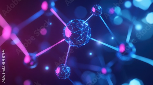 Obraz na płótnie a molecule, with glowing atoms and bonds w salonie