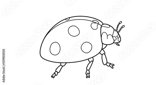 Spotted Ladybug Coloring Page for Kids with Distinct Round Shell Markings