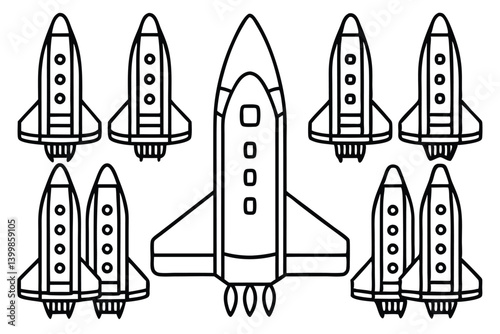 space shuttle line art flying in the sky