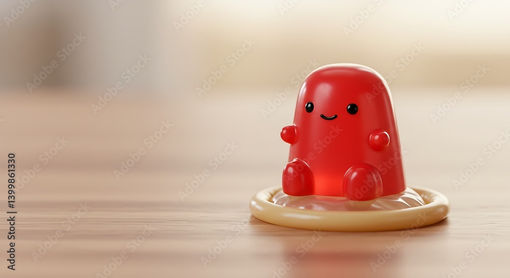 Fototapeta premium Joyful Jelly: A Soft Focus, Wooden Tabletop Scene AI Generated