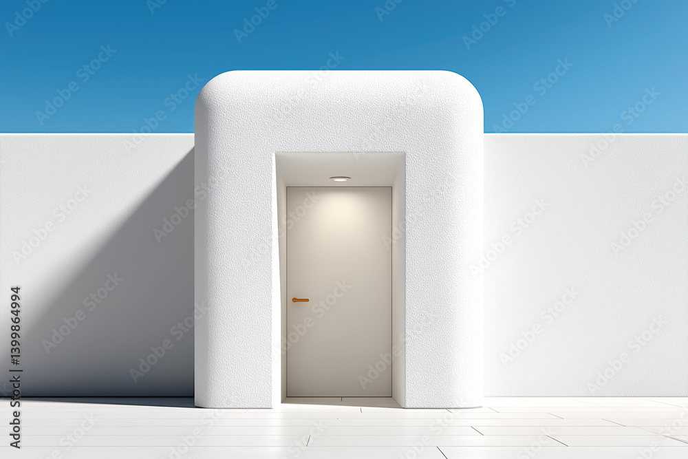 modern white door stands elegantly against clear blue sky, symbolizing welcoming entrance that reflects company innovative policy modern white door stands elegantly against clear blue sky, symbolizing welcoming entrance that reflects company innovative policy