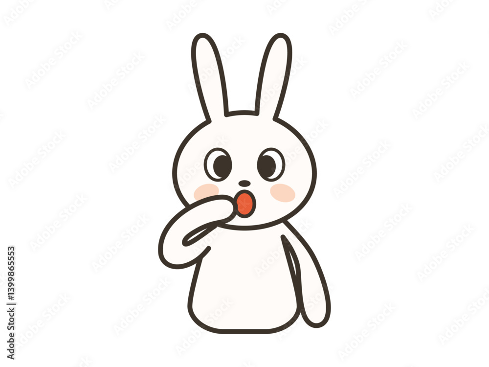 手を口に当てて驚くかわいいうさぎの上半身イラスト 手を口に当てて驚くかわいいうさぎの上半身イラスト