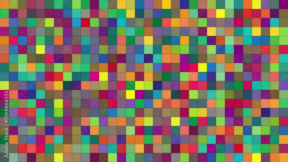 A vibrant video background with colorful square patterns, great for music events, youth festivals, or creative marketing on social platforms. A vibrant video background with colorful square patterns, great for music events, youth festivals, or creative marketing on social platforms.