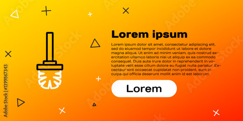 Line Toilet brush icon isolated on yellow background. Colorful outline concept. Vector