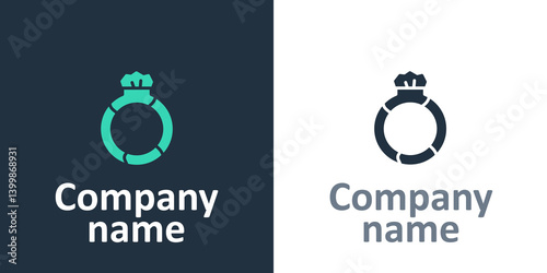 Logotype Fantasy magic stone ring with gem icon isolated on white background. Logo design template element. Vector