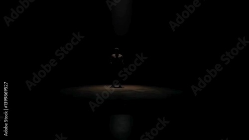 Silhouette Man Dark Stage Spotlight.