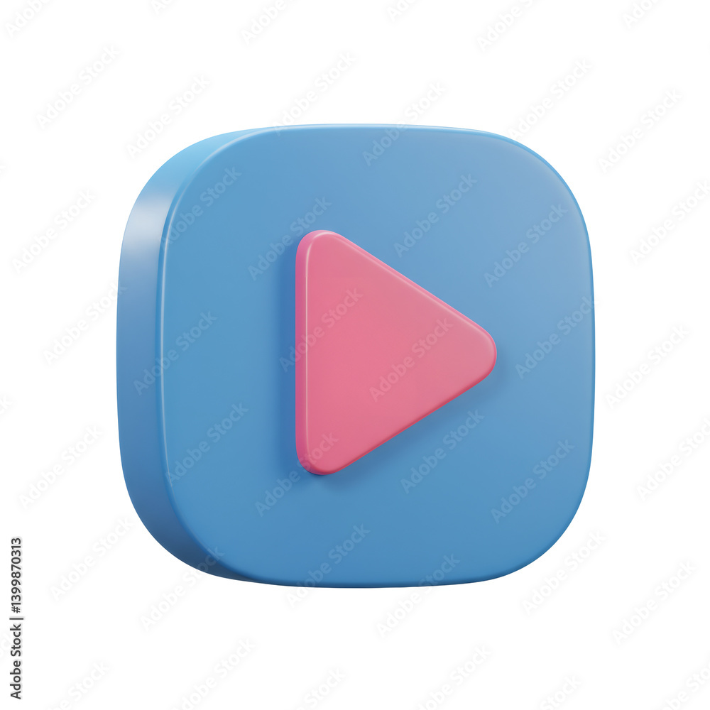 Pink and Blue 3D Play Button Icon Pink and Blue 3D Play Button Icon