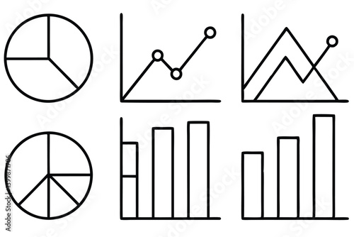statistical charts line art showing data analysis trends