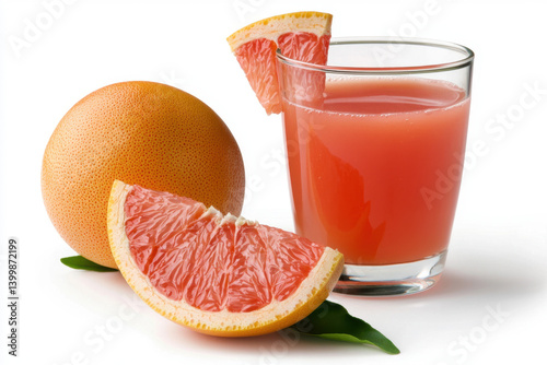 Obraz na płótnie Refreshing cold glass of freshly squeezed grapefruit juice with slices indoor kitchen setting beverage photography bright and inviting environment w salonie