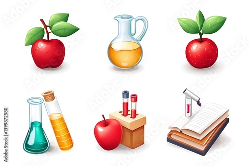 Science laboratory icons on white background, vector illustration