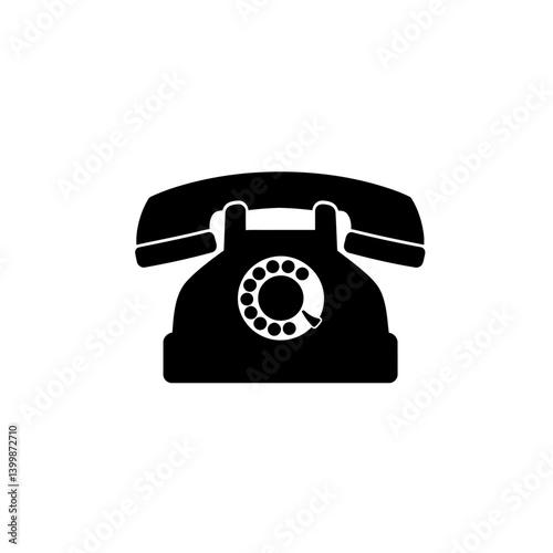 Retro Rotary Phone Icon Vintage Communication Symbol