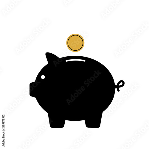 Saving Money Piggy Bank Icon Illustration