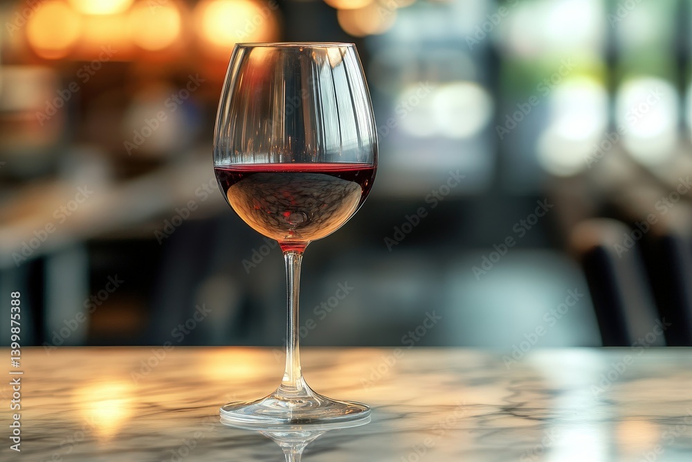A glass of red wine on a marble table in a cafe. A glass of red wine on a marble table in a cafe.