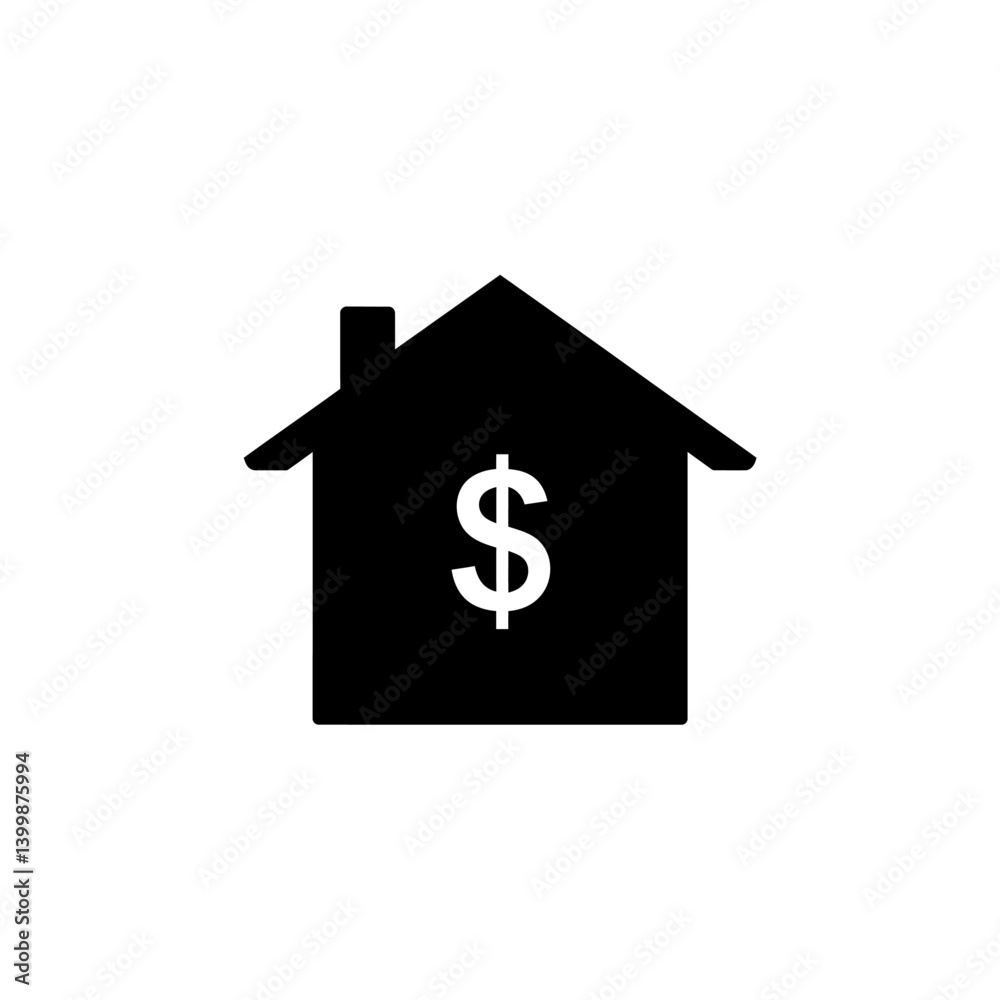 House Value, Home Finance, Real Estate Icon Simple Black Silhouette Illustration House Value, Home Finance, Real Estate Icon Simple Black Silhouette Illustration