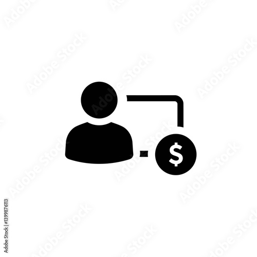 Financial Management Icon Person Linked to Dollar Sign