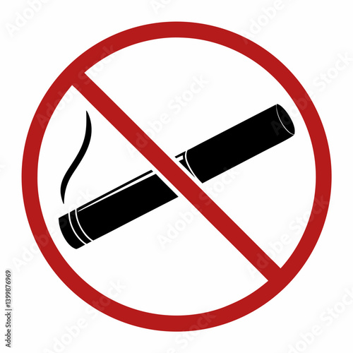 No Smoking Sign Red Circle with Diagonal Line - Vector Illustration