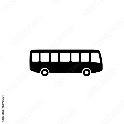 Simple Black and White Bus Icon Vector Illustration for Transportation Designs