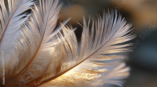 Glowing Feathers in Tranquil Nature Background
