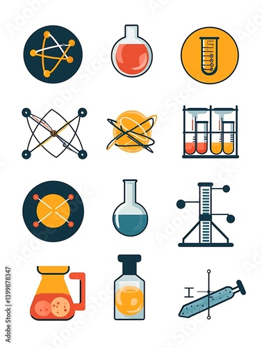 Trendy science icons on white, vector design elements