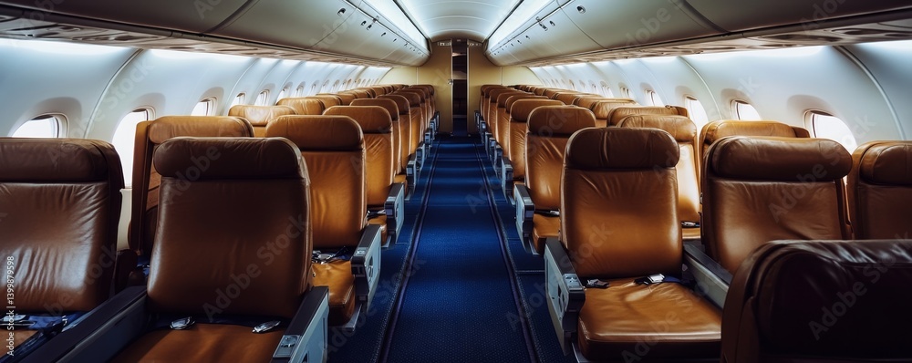 Fototapeta premium Empty Airplane Cabin Interior