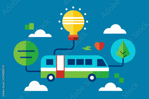 vector illustration of a bus and balloons