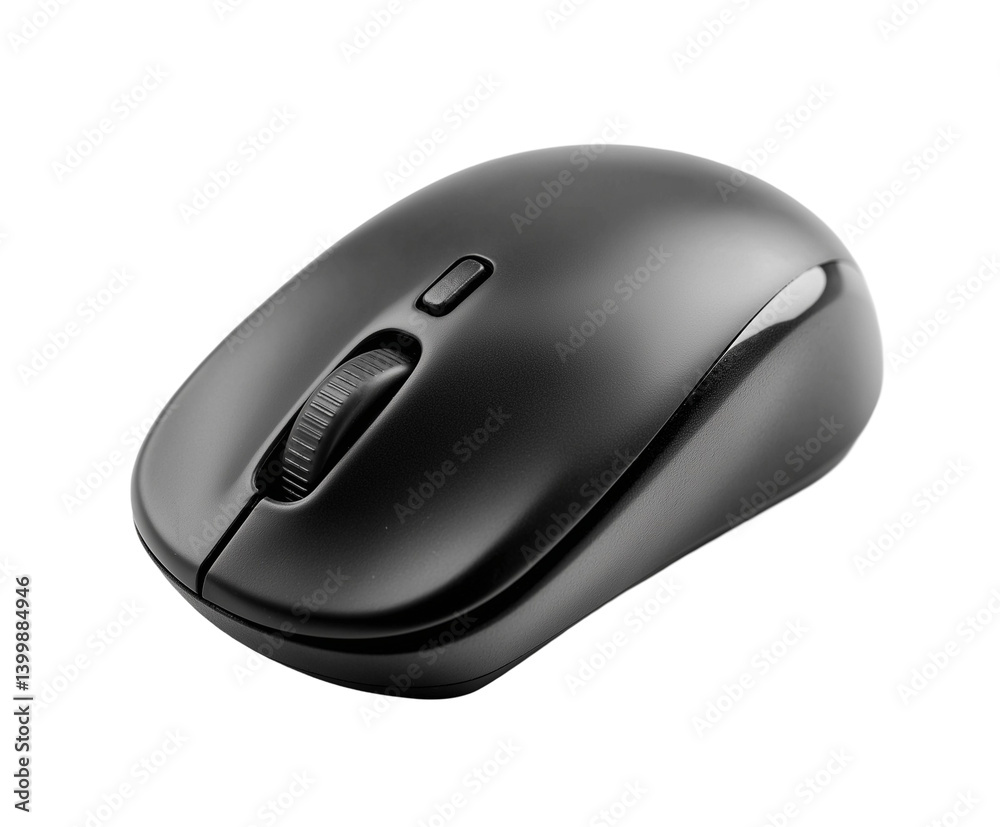 Black computer mouse isolated white background, essential office tool for navigation control. Sleek wireless mouse designed for comfort efficiency. Standard pc mouse perfect modern workspace. Black computer mouse isolated white background, essential office tool for navigation control. Sleek wireless mouse designed for comfort efficiency. Standard pc mouse perfect modern workspace.