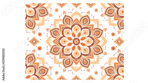 Hand-Drawn Arabesque Mandala – Seamless Sepia Pattern 2