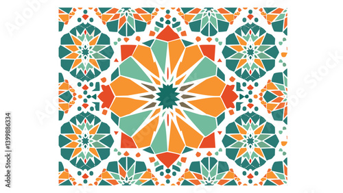 Vintage Arabic Mosaic Tile – Turquoise and Ochre 2