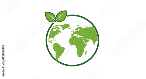 Green Earth with Leaves - Ecology Illustration